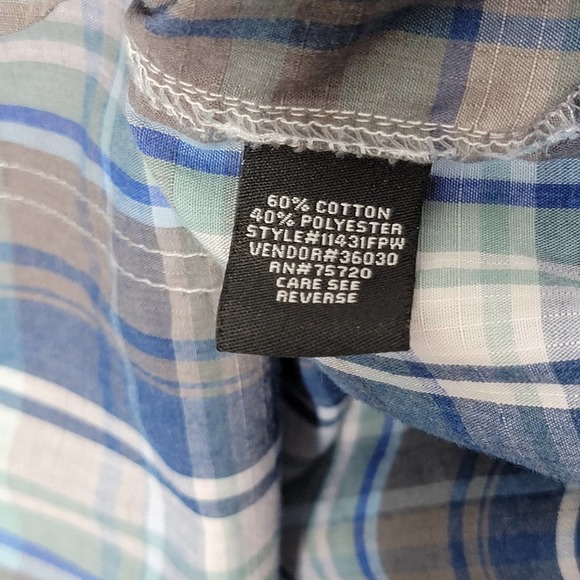 BKE Buckle Men’s Gray Plaid Button Up Long Sleeve Western Shirt Athletic Fit XL - Picture 4 of 7